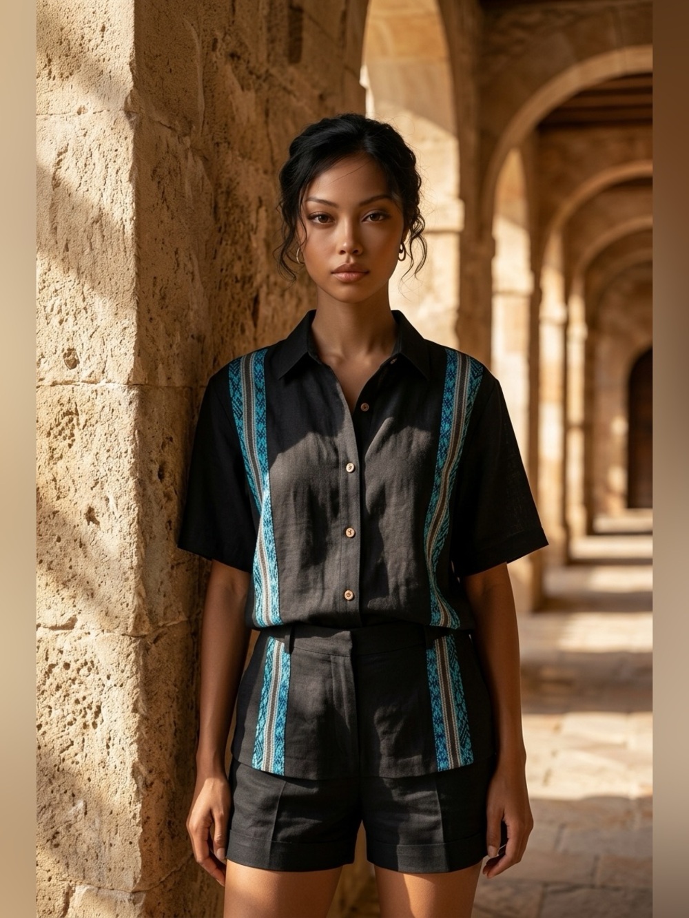 Black Guayabera- Size Extra Large